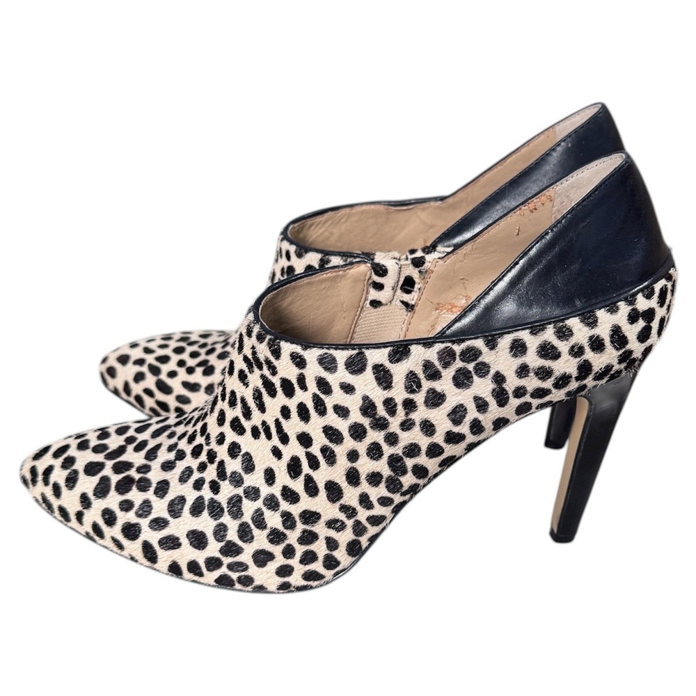 Ann Taylor Heeled Booties Leopard Print‎ Pointed Toe Ankle Boots Shoes Size 8M